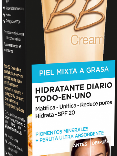 Garnier Skin Active BB Cream matificante crema correctora y anti imperfecciones pieles mixtas a grasas tono claro SPF20 con vitamina C - 40ml
