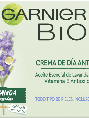 Garnier BIO Crema Anti - edad Regeneradora Aceite Esencial Lavanda y Argán Ecológico y Vitamina E - 50 ml