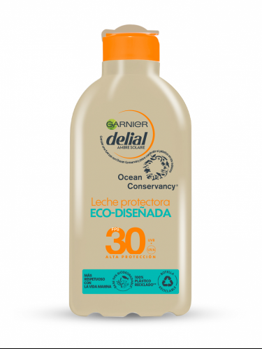 Garnier Delial Leche Protectora Ecodiseñada SPF 30. Respetuosa con la vida marina. Fórmula 94% Biodegradable